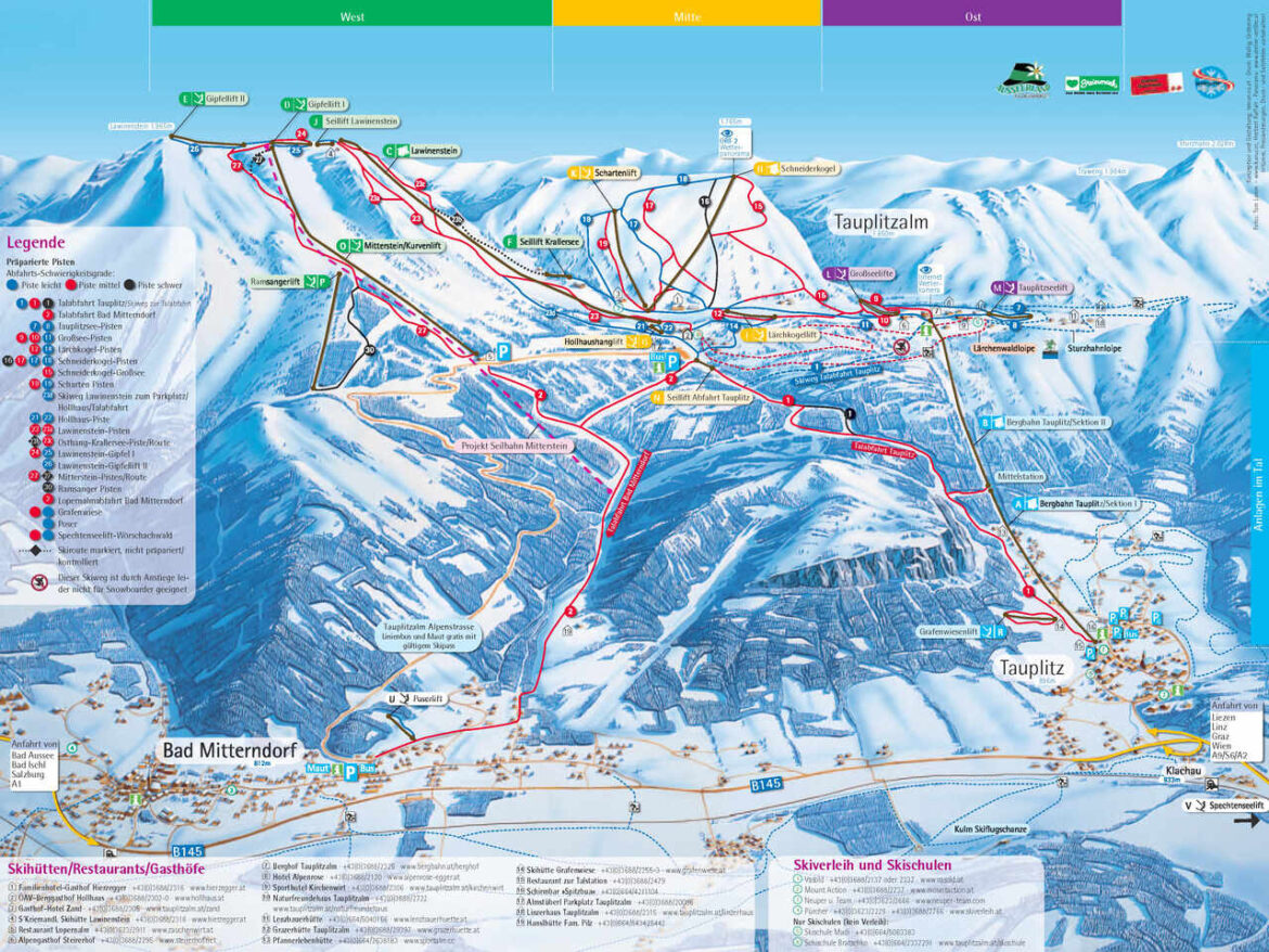 Tauplitz mapa ski resortu
